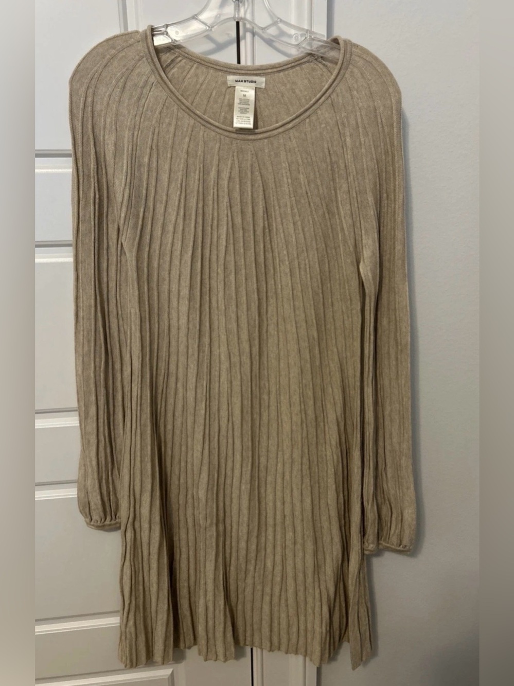 Max Studio Women's Ribbed Long Sleeve  Sweater dress - Taupe